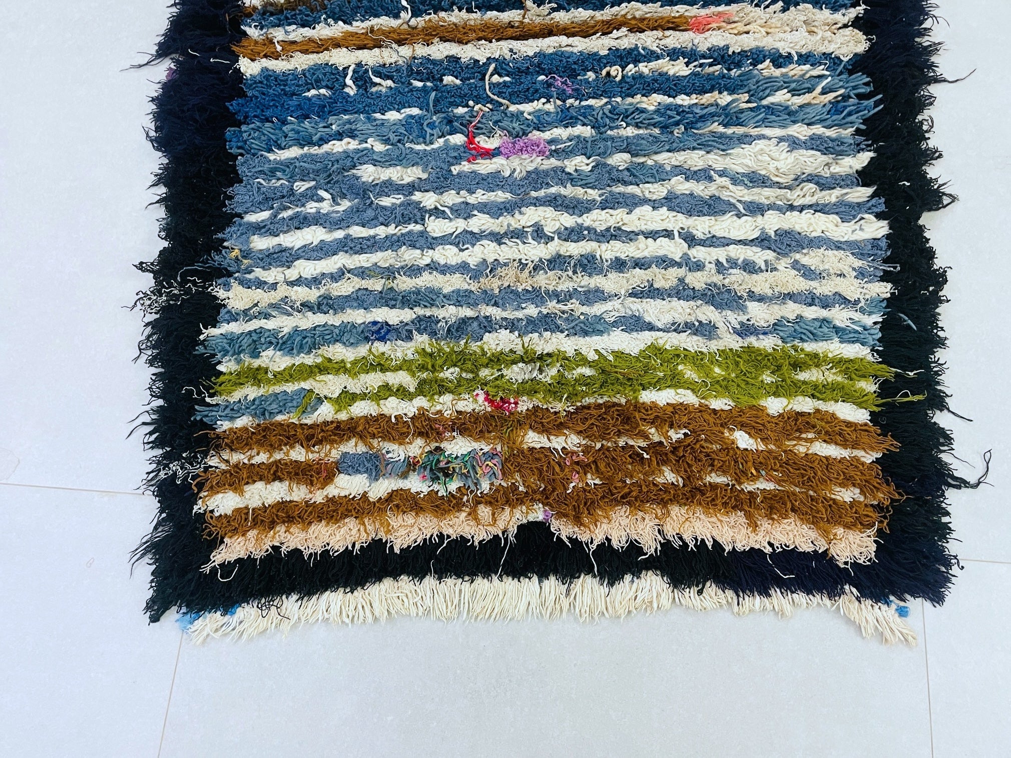 Striped Moroccan Boucherouite Rug  3x5 - TB9