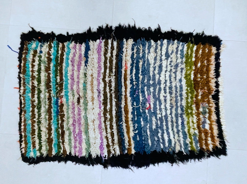 Striped Moroccan Boucherouite Rug  3x5 - TB9