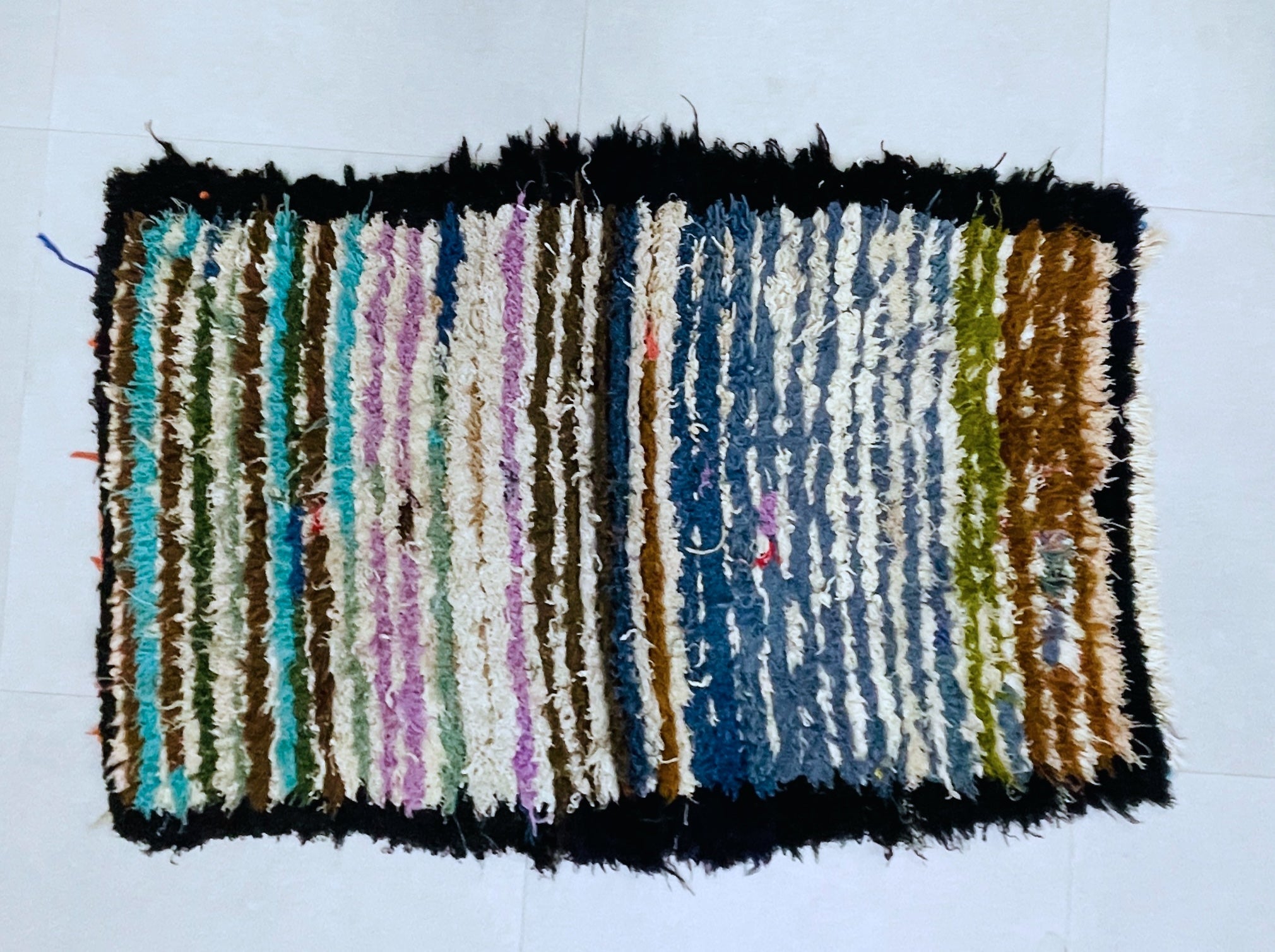 Striped Moroccan Boucherouite Rug  3x5 - TB9