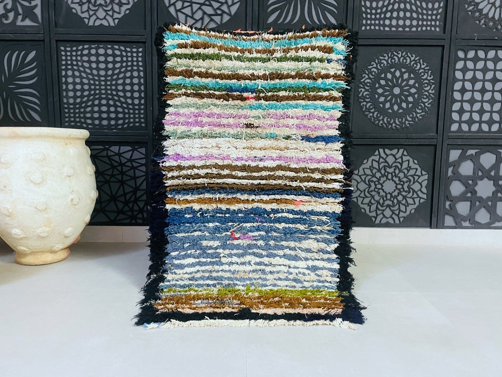 Striped Moroccan Boucherouite Rug  3x5 - TB9