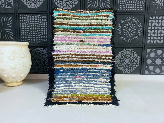 Striped Moroccan Boucherouite Rug  3x5 - TB9