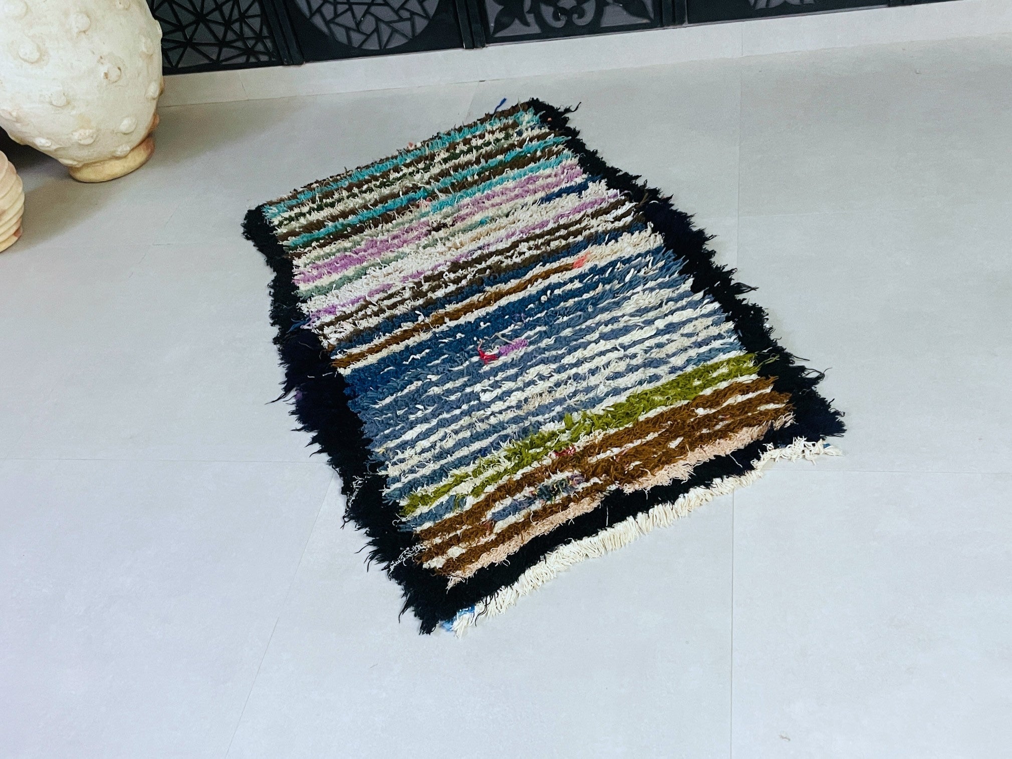 Striped Moroccan Boucherouite Rug  3x5 - TB9