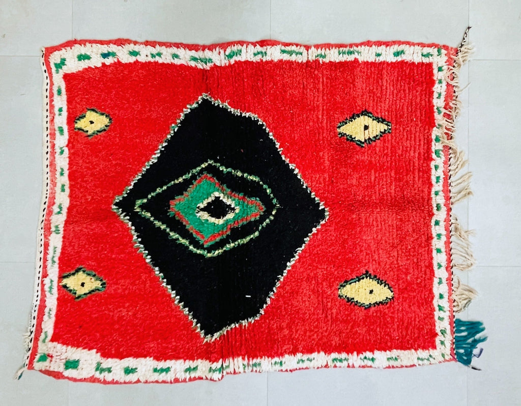 Bold Moroccan Boucherouite Rug 4x5 - TB15