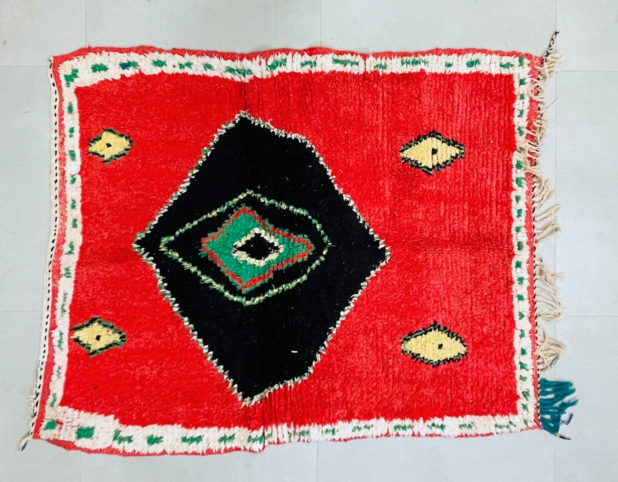 Bold Moroccan Boucherouite Rug 4x5 - TB15