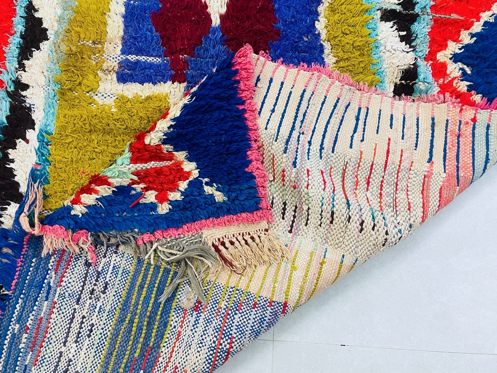 Colorful Moroccan Boucherouite Rug 4x8 - TB19