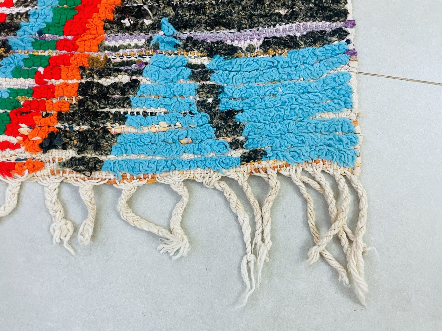 Colorful Moroccan Boucherouite Rug 3x8 - TB18