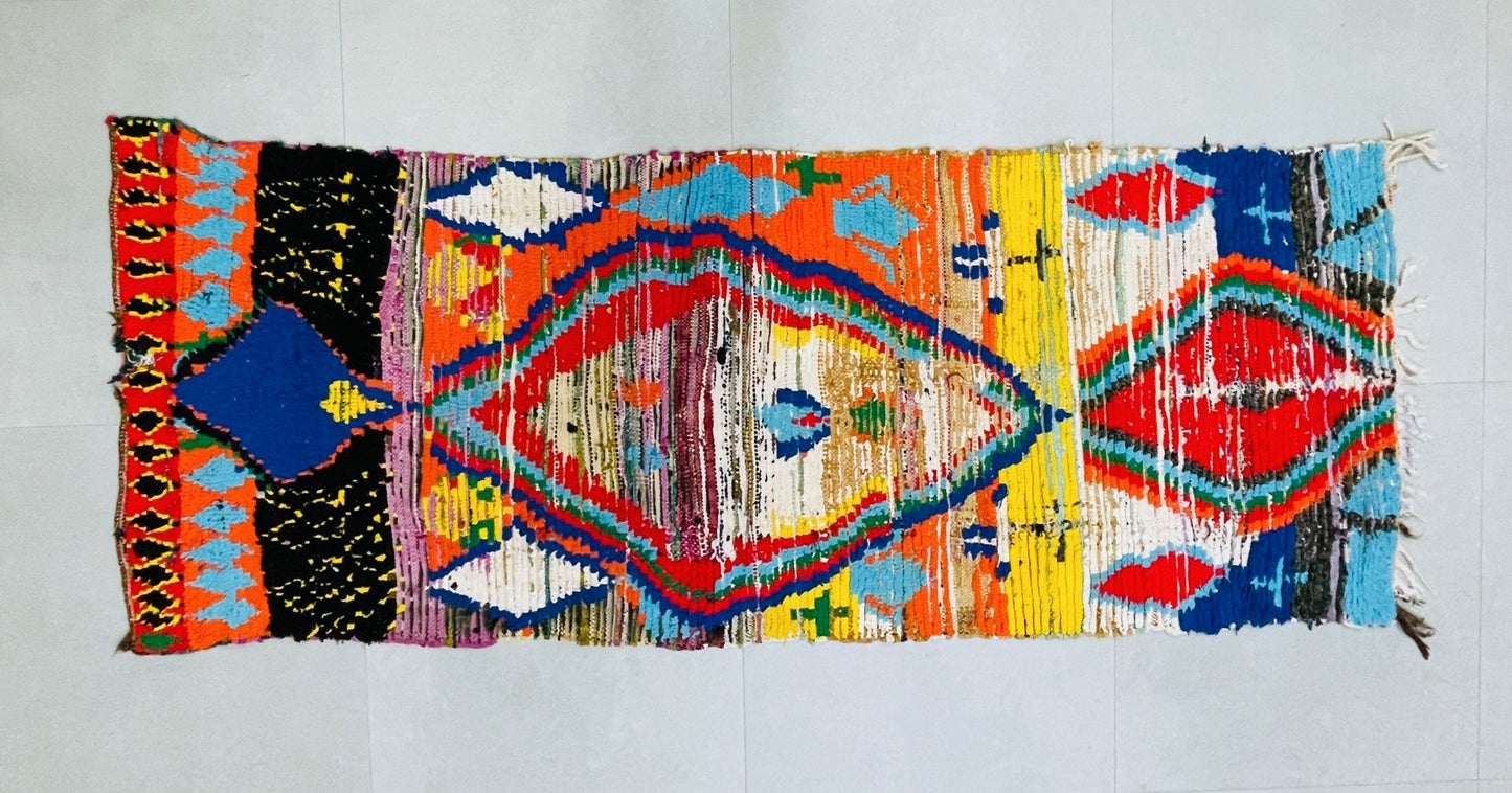 Colorful Moroccan Boucherouite Rug 3x8 - TB18