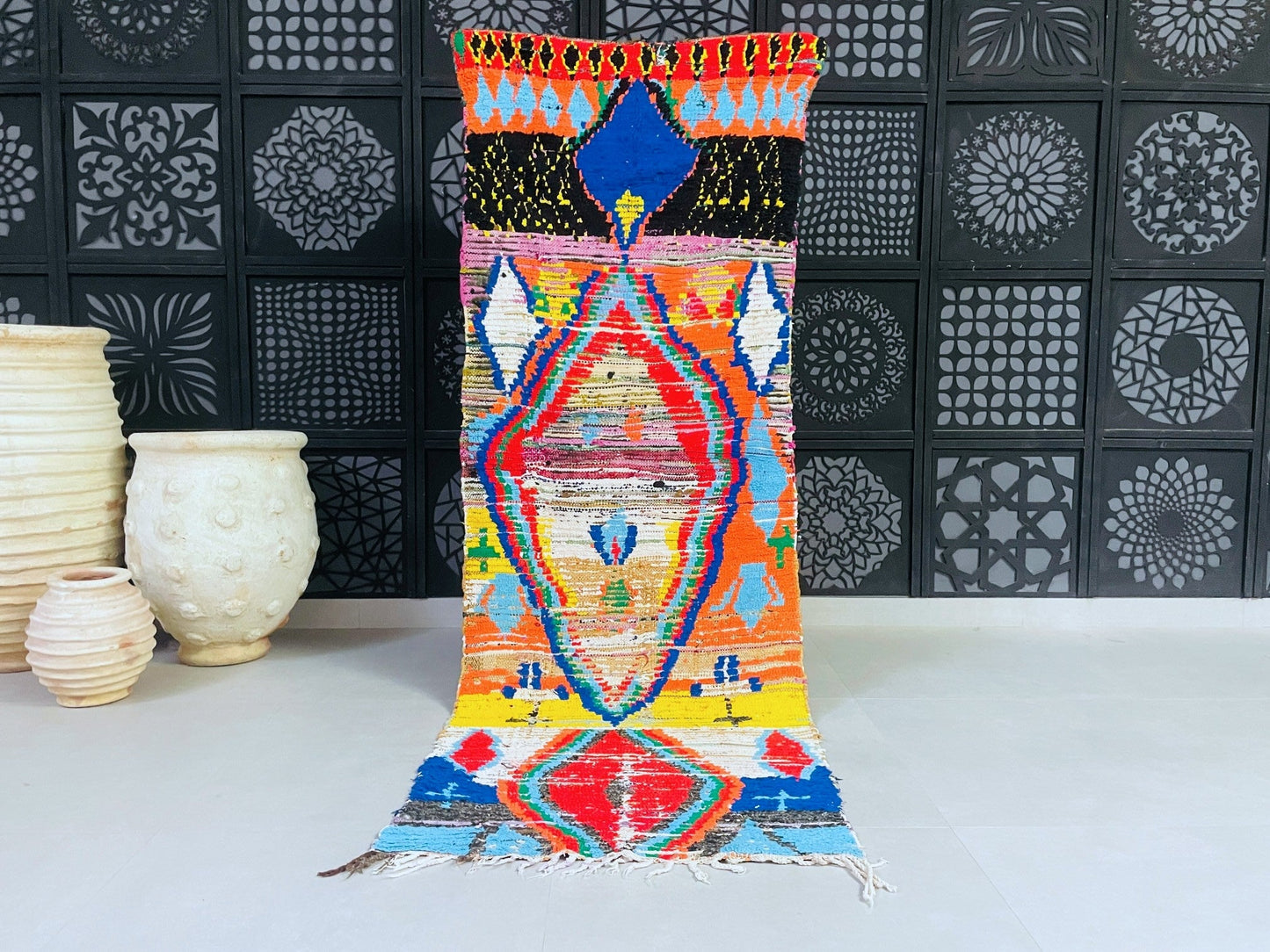 Colorful Moroccan Boucherouite Rug 3x8 - TB18