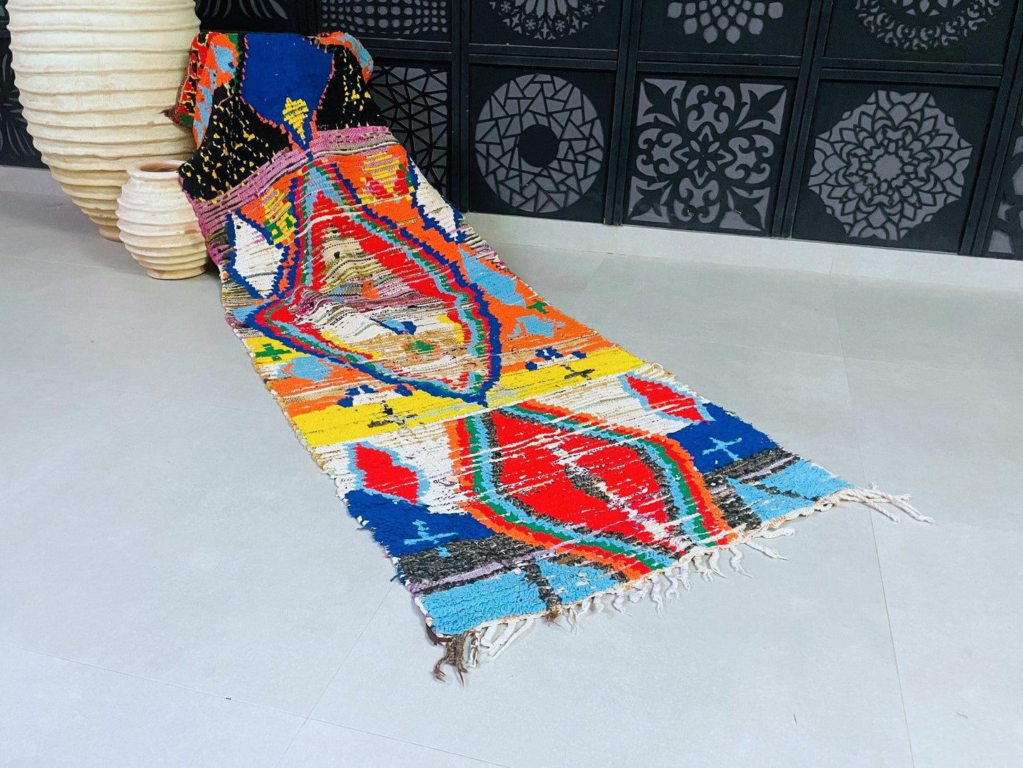 Colorful Moroccan Boucherouite Rug 3x8 - TB18