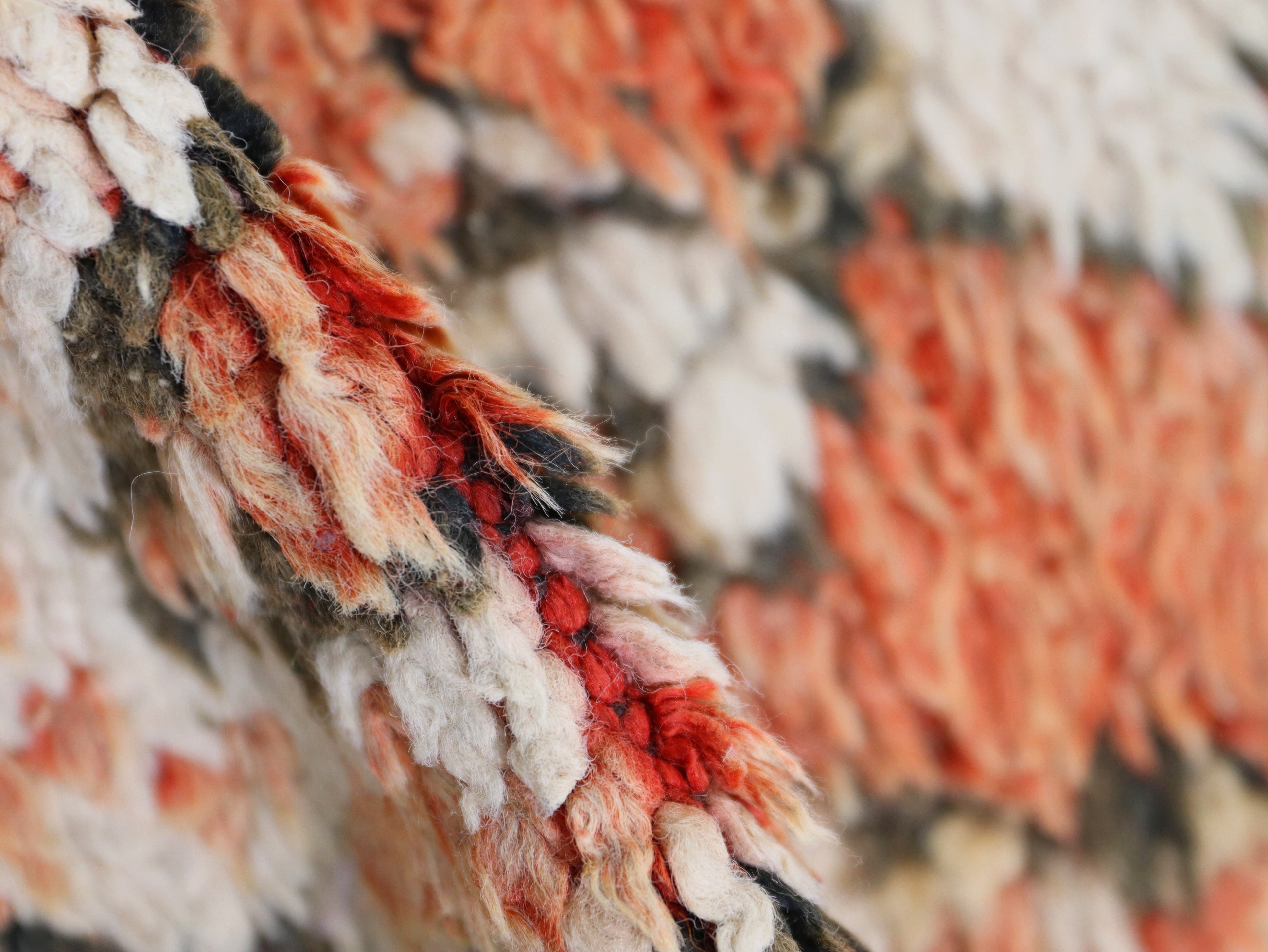 Coral and white Vintage rug- Berber Artisan Rugg 5x10 - C67