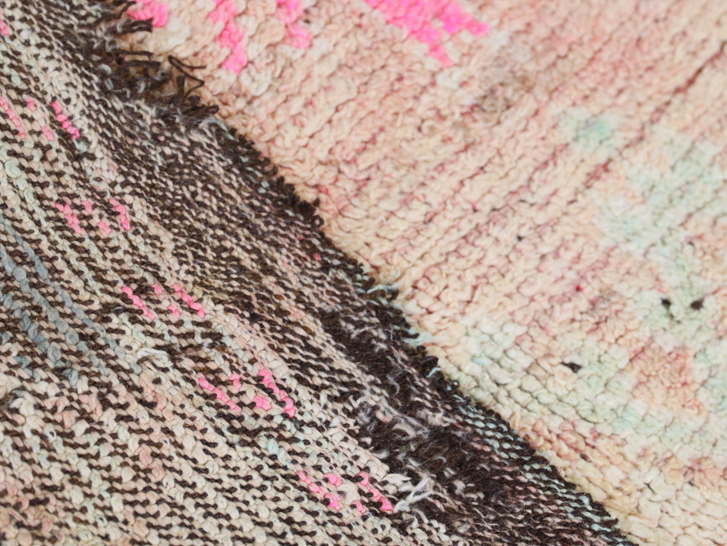 Vintage Moroccan Rug - Handwoven Wool with Pink Stars and Geometric Patterns 5x9 - C48