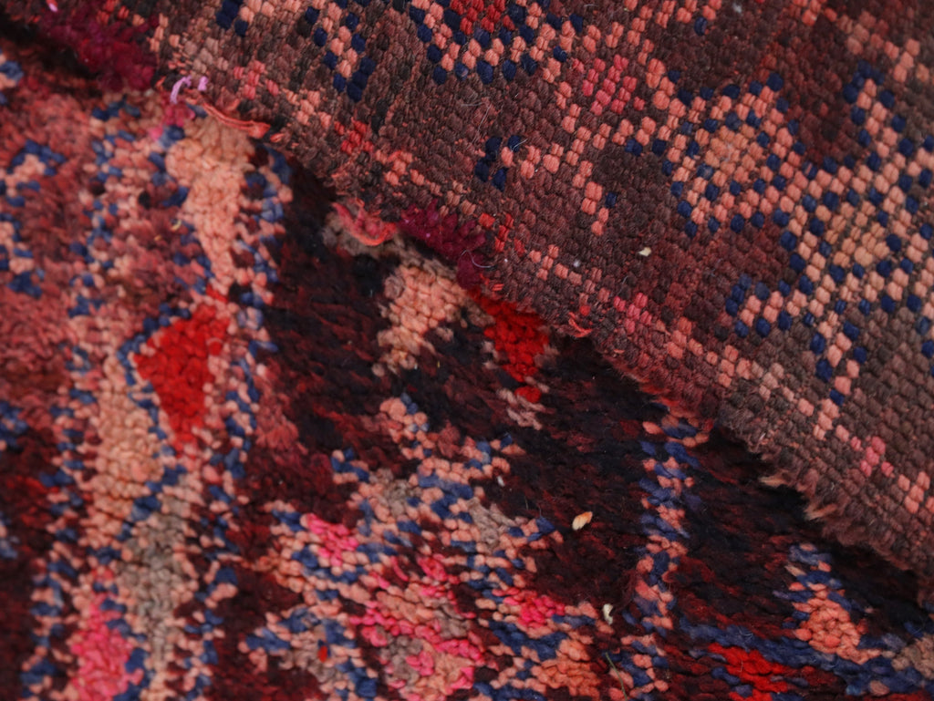 Rich Red & Orange Handwoven Wool  Moroccan Rug  5x11 - C70