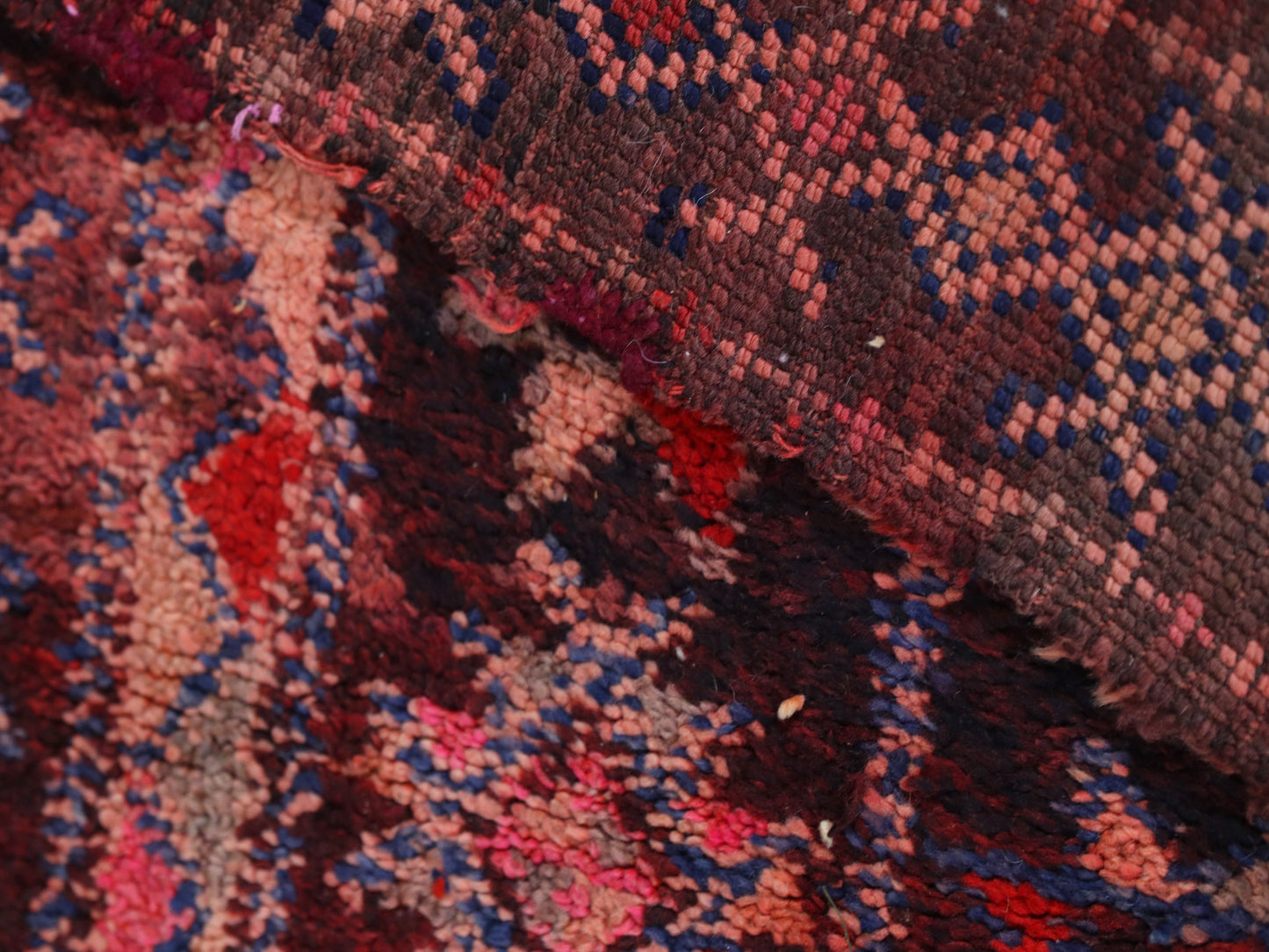 Rich Red & Orange Handwoven Wool  Moroccan Rug  5x11 - C70