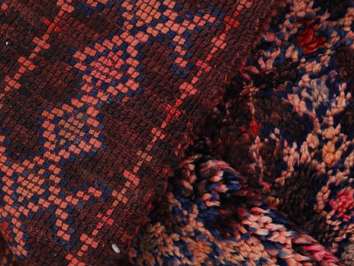 Rich Red & Orange Handwoven Wool  Moroccan Rug  5x11 - C70