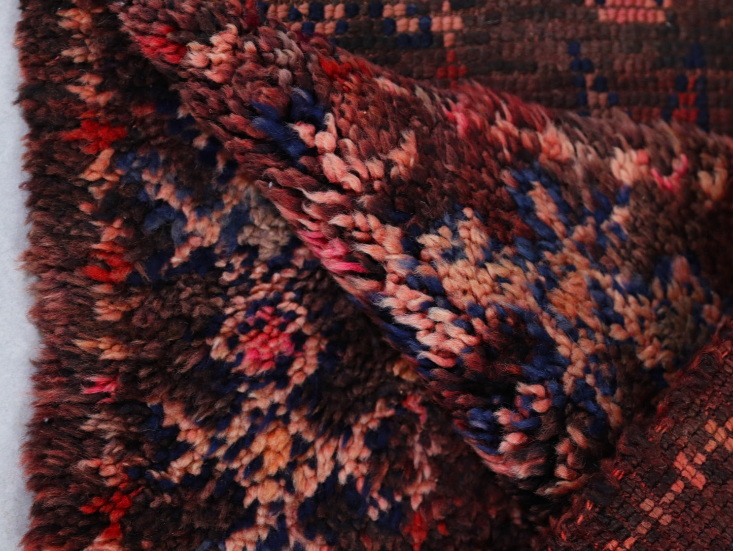 Rich Red & Orange Handwoven Wool  Moroccan Rug  5x11 - C70