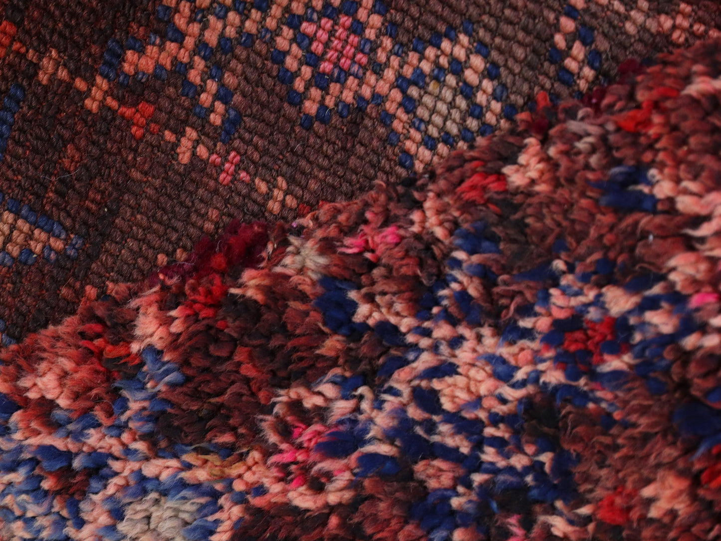 Rich Red & Orange Handwoven Wool  Moroccan Rug  5x11 - C70