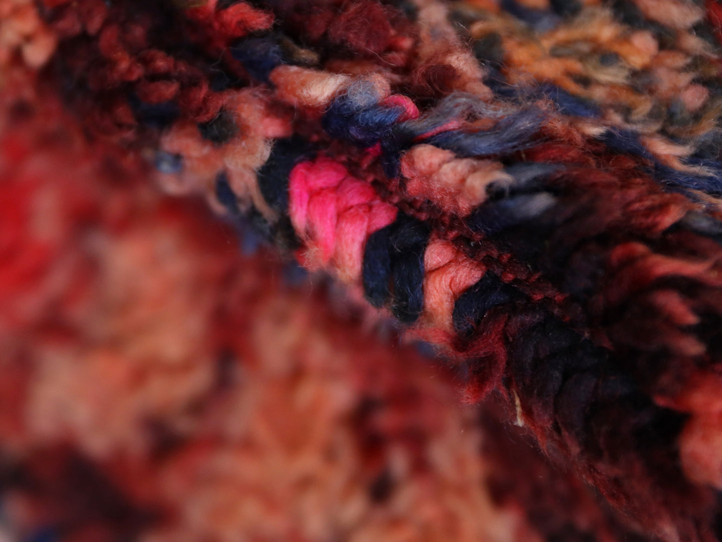 Rich Red & Orange Handwoven Wool  Moroccan Rug  5x11 - C70