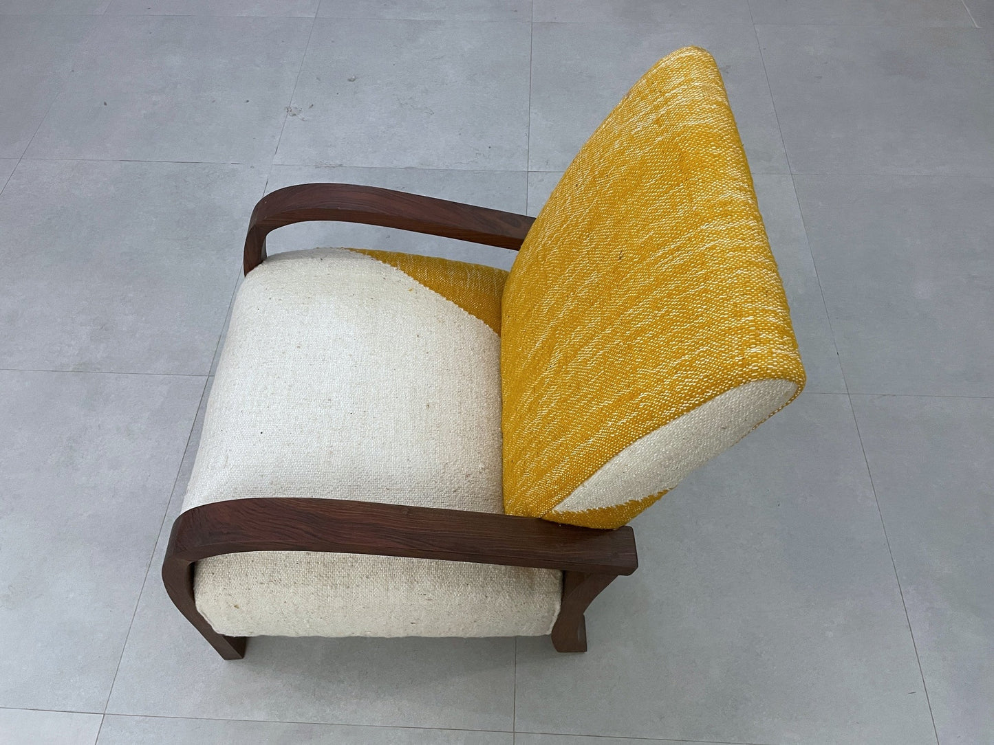 Handcrafted Moroccan Chair - Walnut Wood & Kilim Upholstery - Boho Accent Chair - CH71