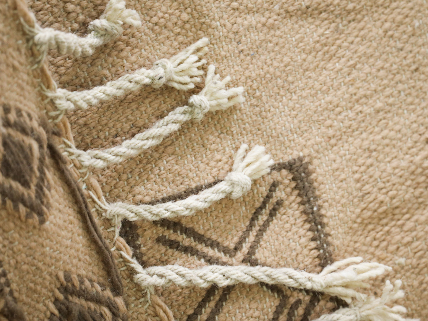 Handmade Moroccan Wool Rug - Beige Minimalist Geometric Pattern - Bohemian Decor 7x10 - J2