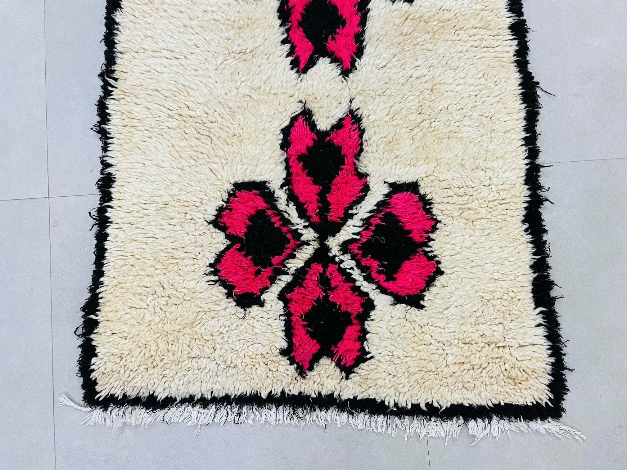 Vintage Moroccan Boucherouite Rug 3x9 ft - N9500