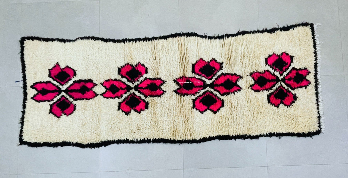 Vintage Moroccan Boucherouite Rug 3x9 ft - N9500