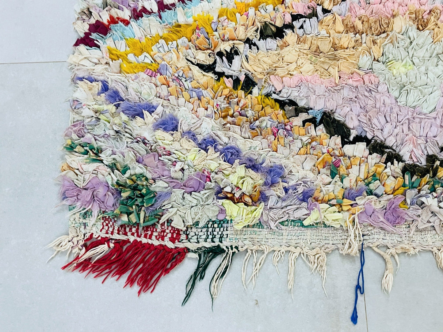 Vintage Moroccan Boucherouite Rug 2x7 ft - BN115