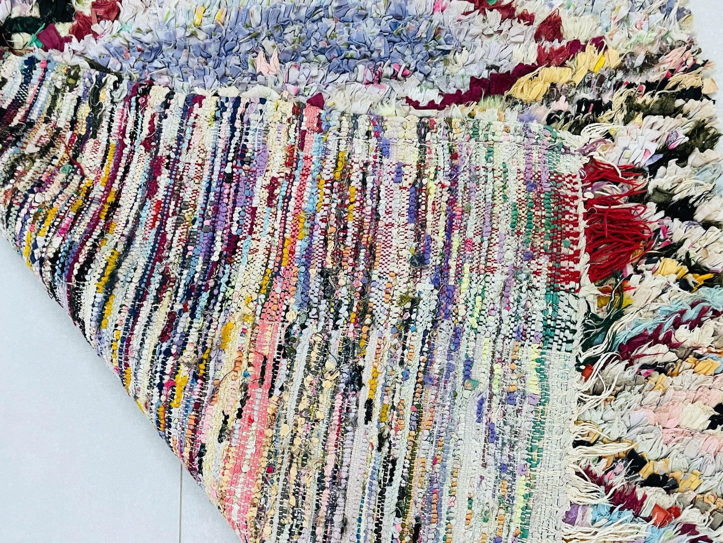 Vintage Moroccan Boucherouite Rug 2x7 ft - BN115