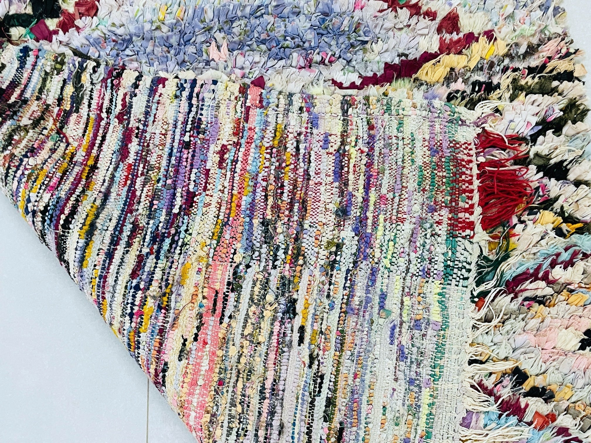 Vintage Moroccan Boucherouite Rug 2x7 ft - BN115