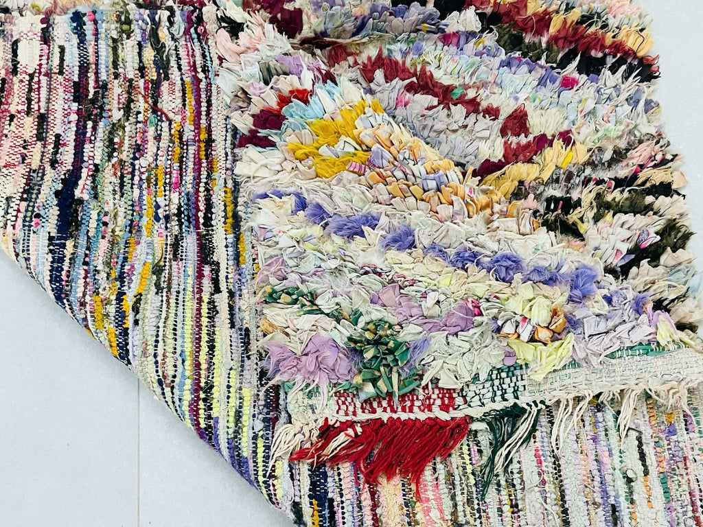 Vintage Moroccan Boucherouite Rug 2x7 ft - BN115