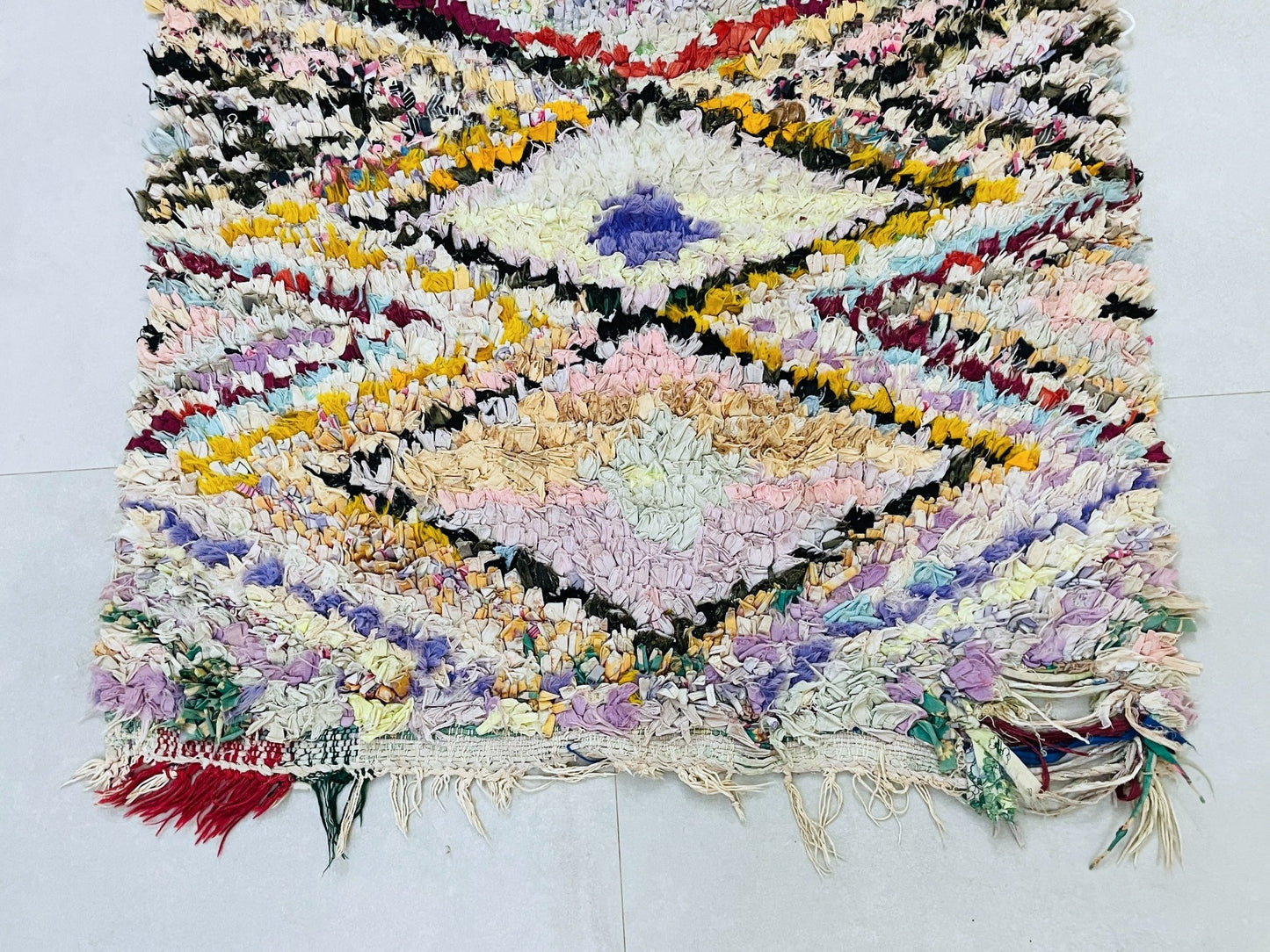Vintage Moroccan Boucherouite Rug 2x7 ft - BN115
