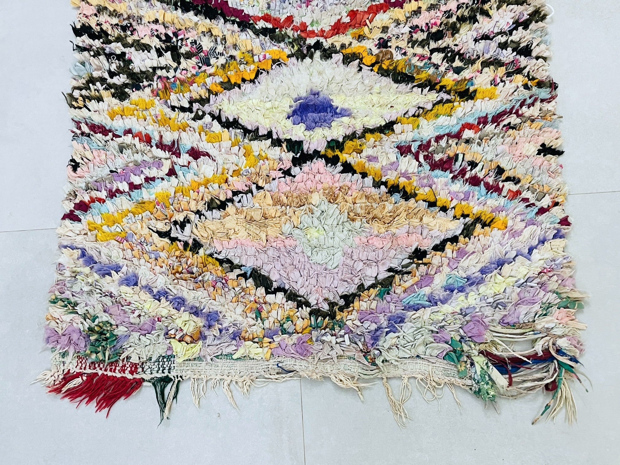 Vintage Moroccan Boucherouite Rug 2x7 ft - BN115