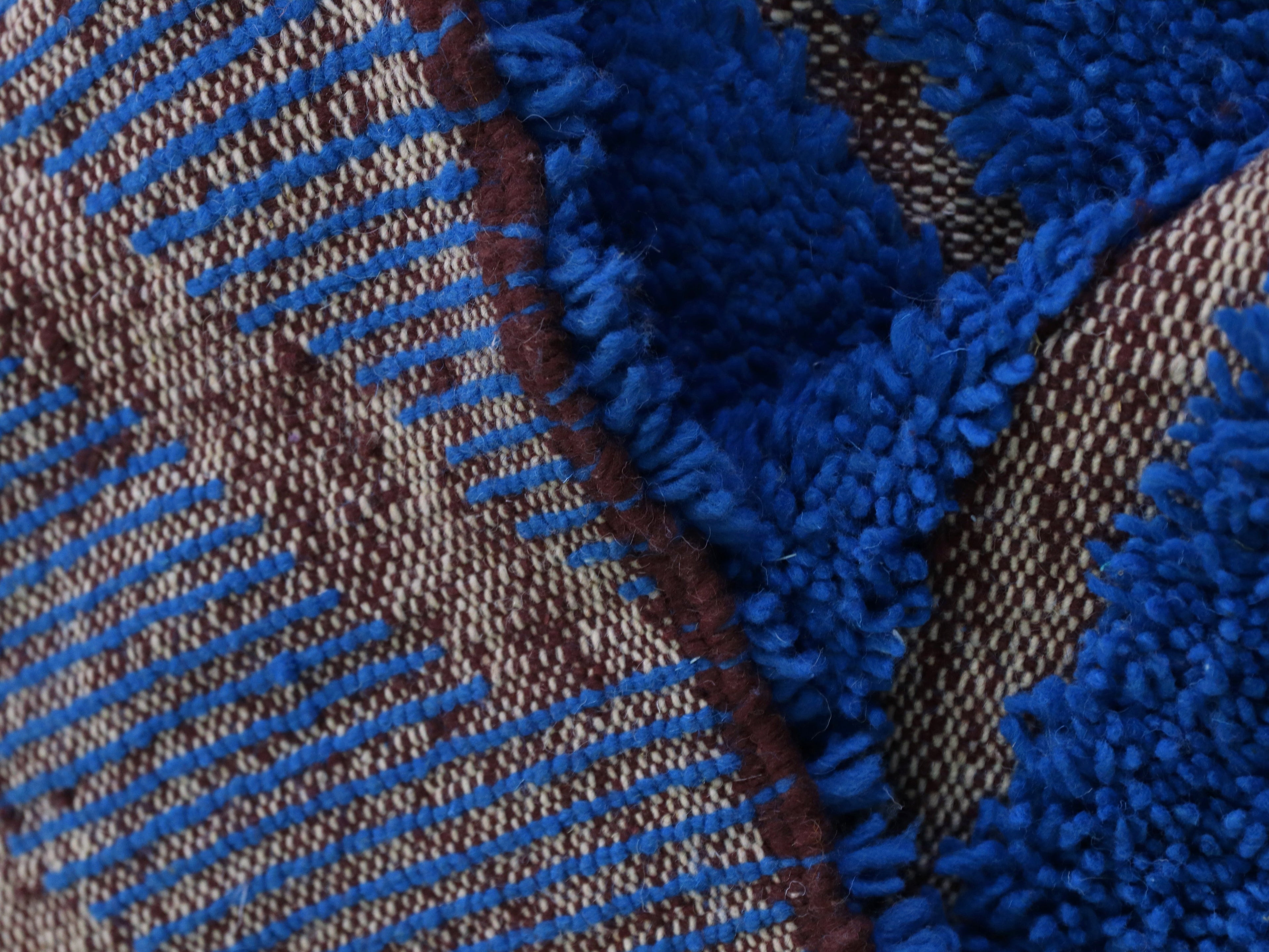 Blue Moroccan Rug - Handmade Wool Berber Carpet 4x6 - A97