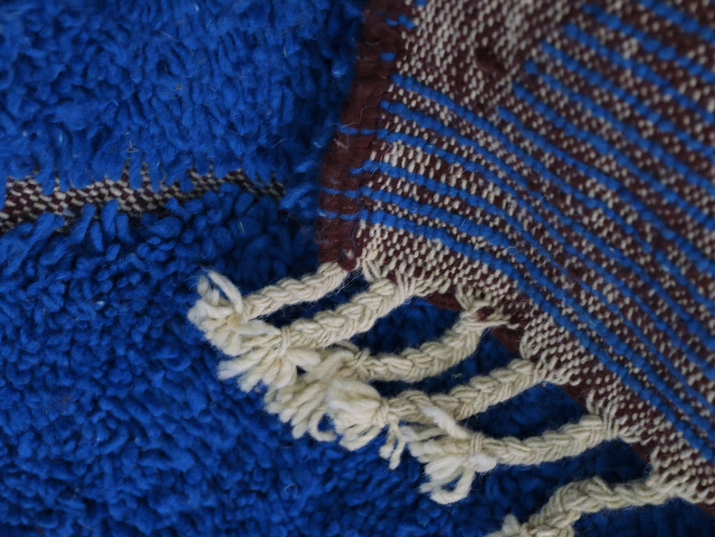 Blue Moroccan Rug - Handmade Wool Berber Carpet 4x6 - A97