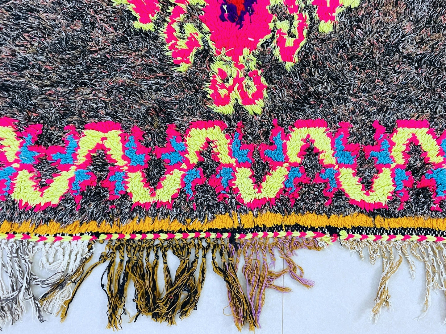 Moroccan Boucherouite Rug 3x8 ft - N7210