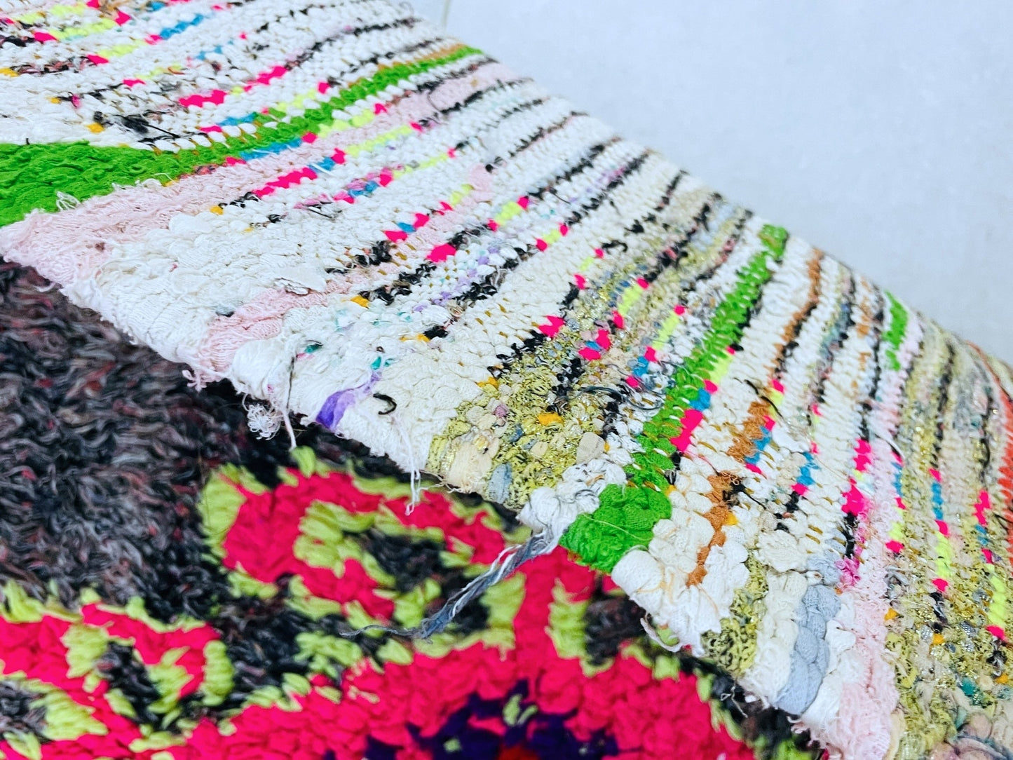 Moroccan Boucherouite Rug 3x8 ft - N7210