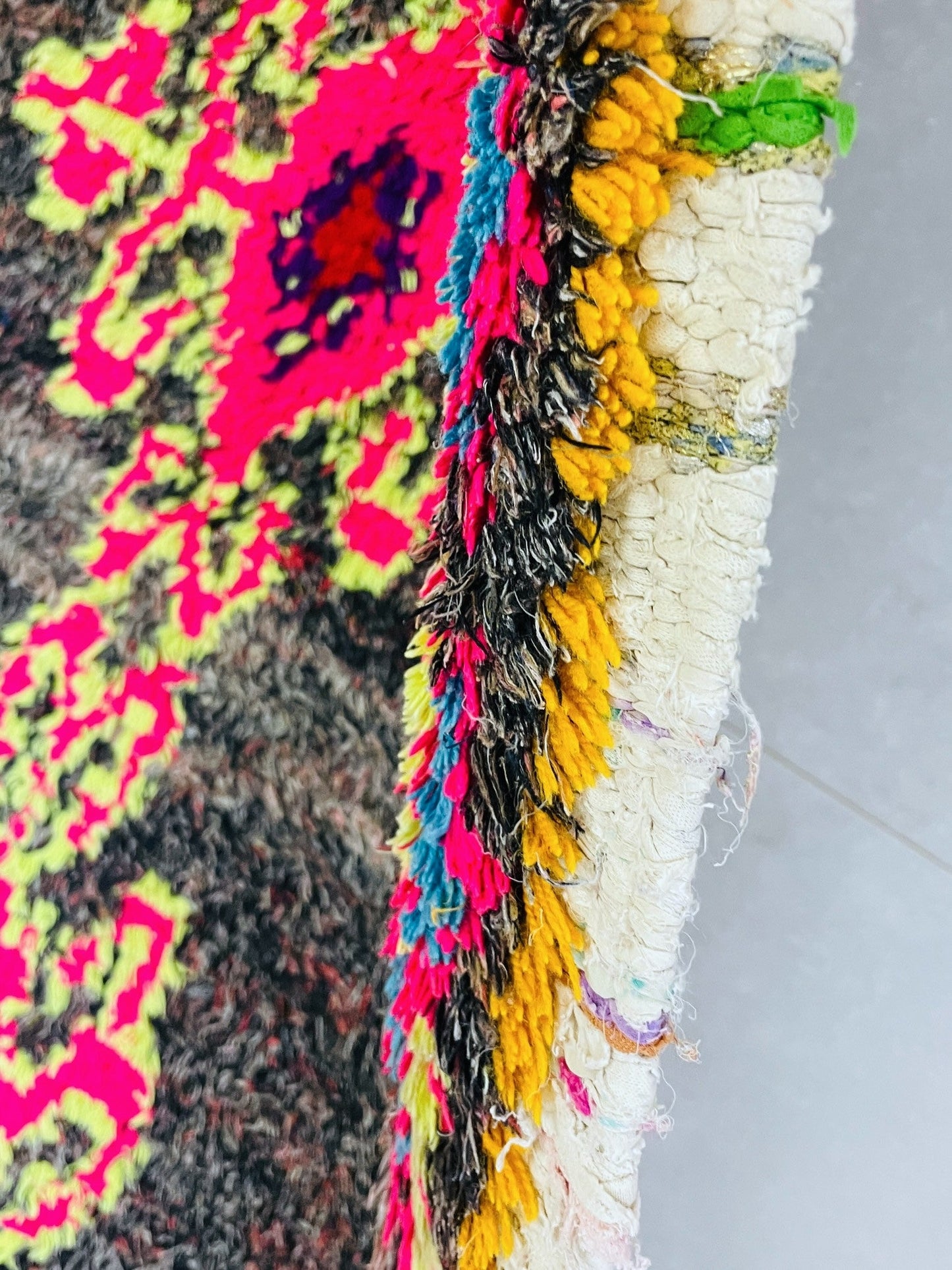 Moroccan Boucherouite Rug 3x8 ft - N7210