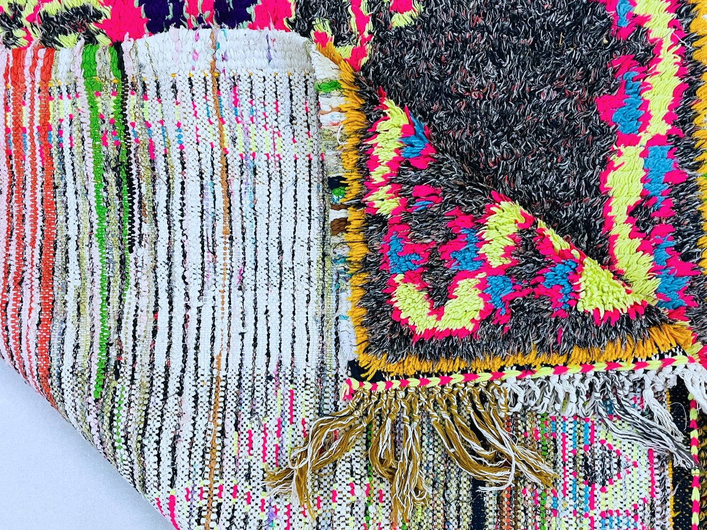 Moroccan Boucherouite Rug 3x8 ft - N7210