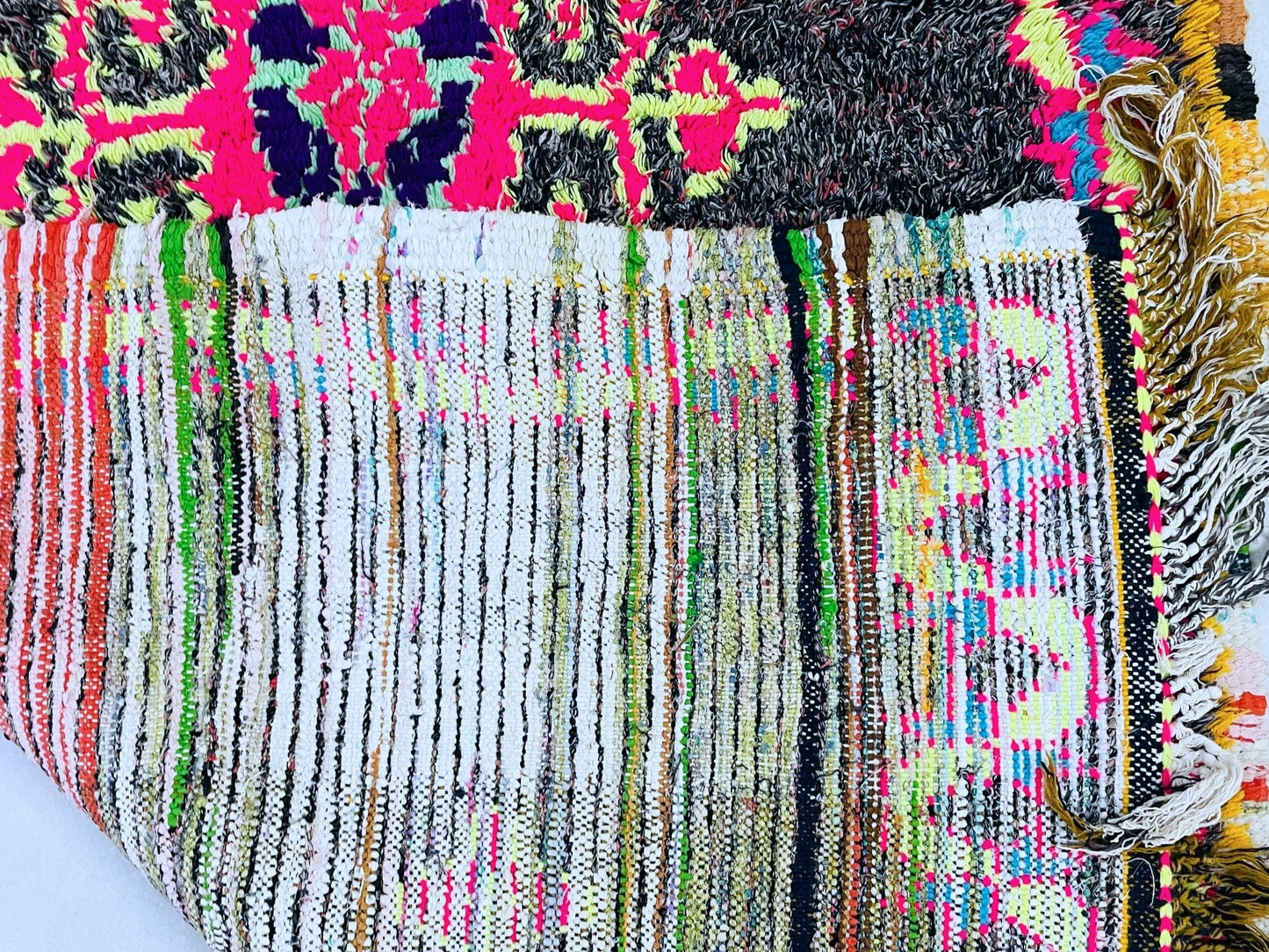 Moroccan Boucherouite Rug 3x8 ft - N7210