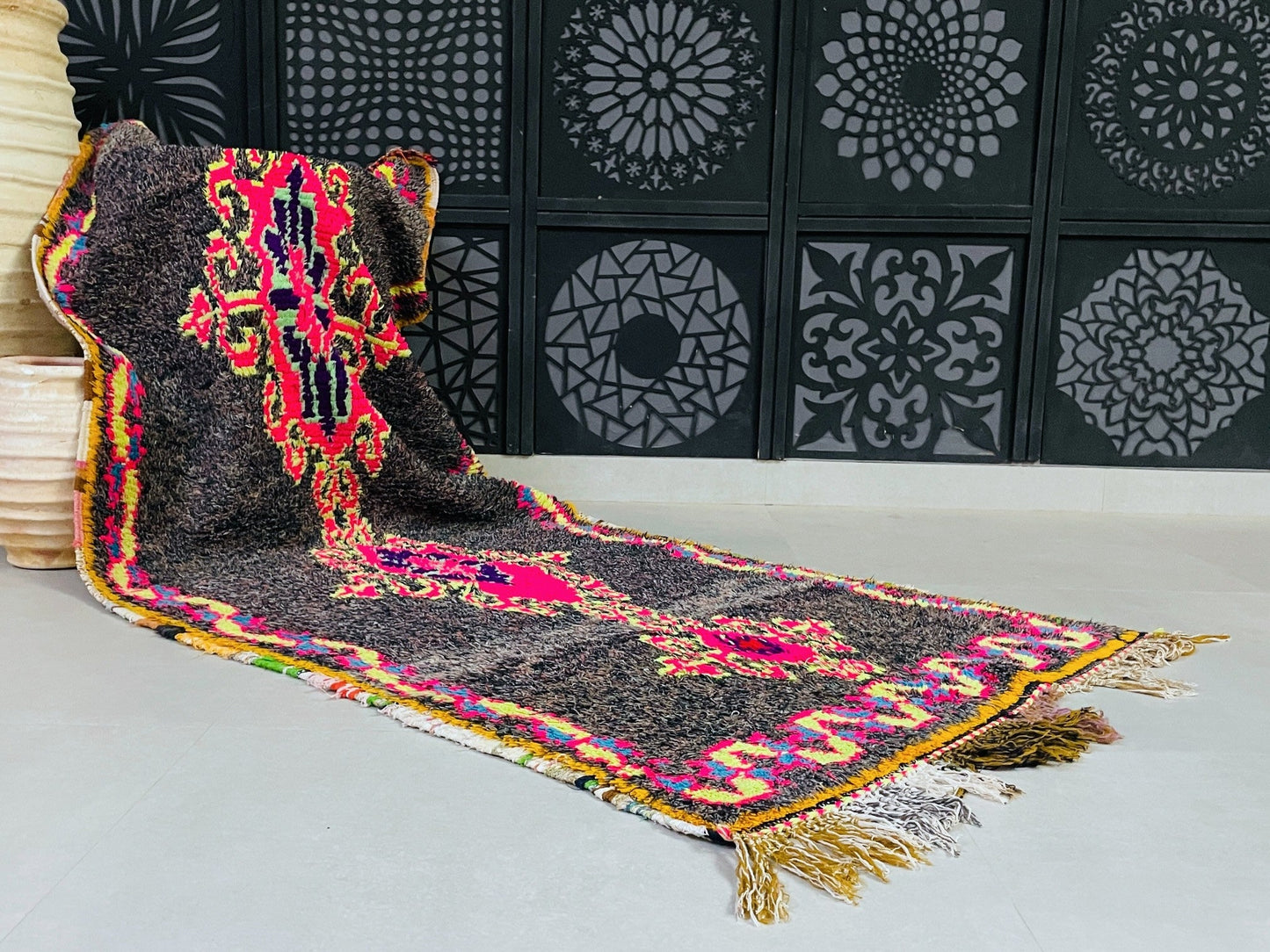 Moroccan Boucherouite Rug 3x8 ft - N7210