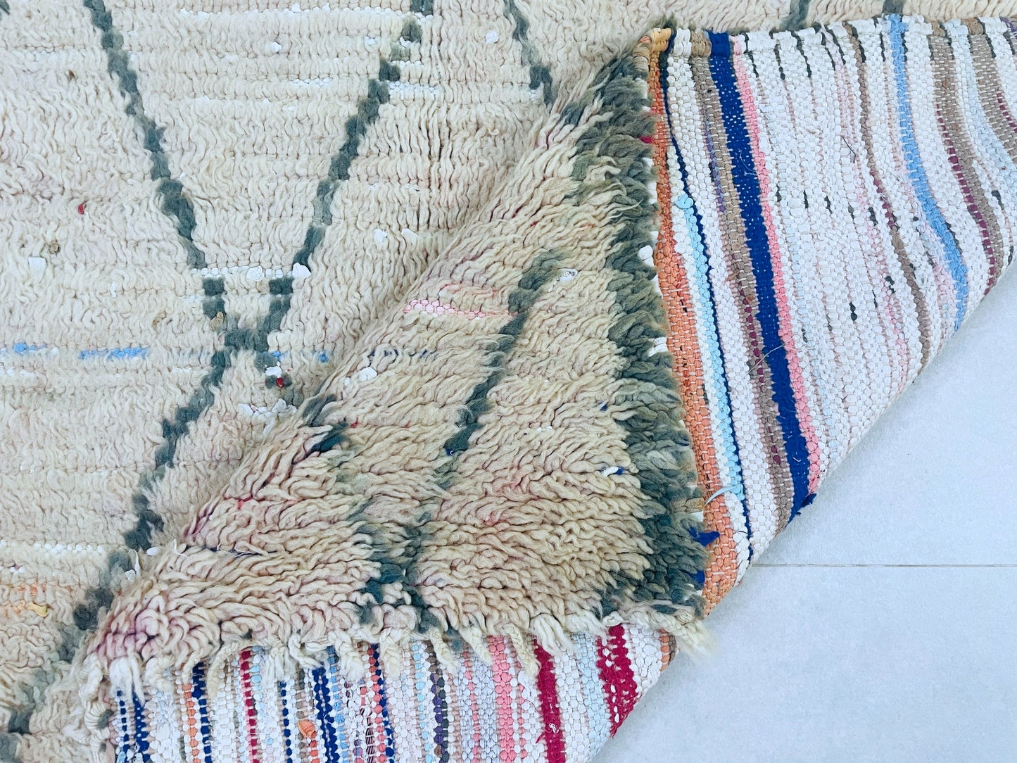 Vintage Moroccan Boucherouite Rug 4x9 ft - N7200