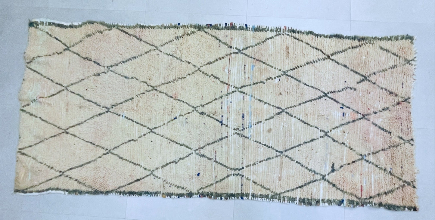 Vintage Moroccan Boucherouite Rug 4x9 ft - N7200