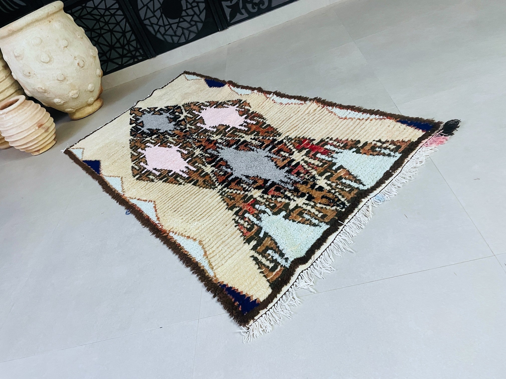 Vintage Moroccan Boucherouite Rug  3x6 ft - BN9