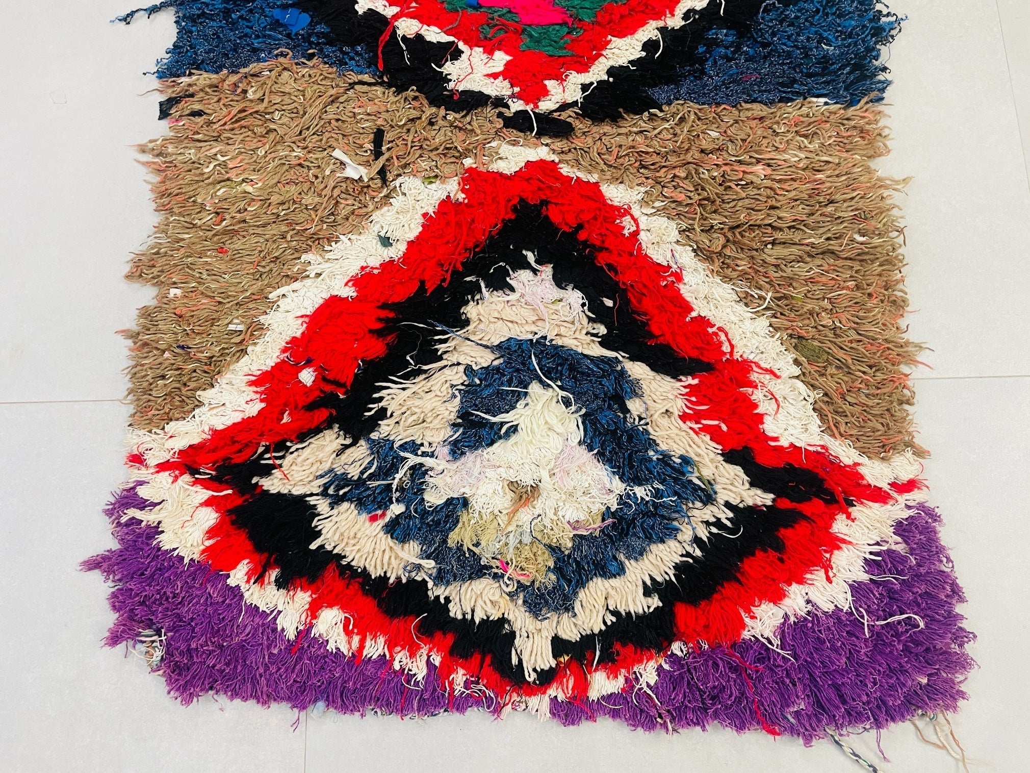 Vintage Moroccan Boucherouite Rug  2x7 ft - BN8