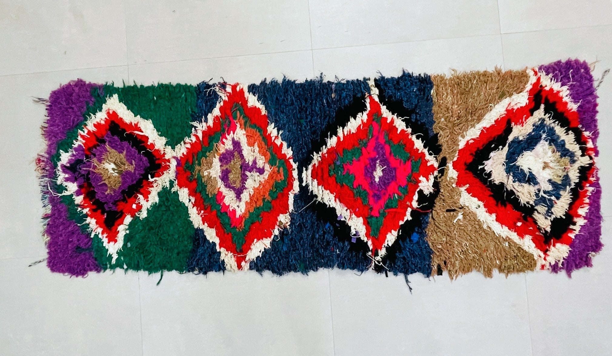 Vintage Moroccan Boucherouite Rug  2x7 ft - BN8