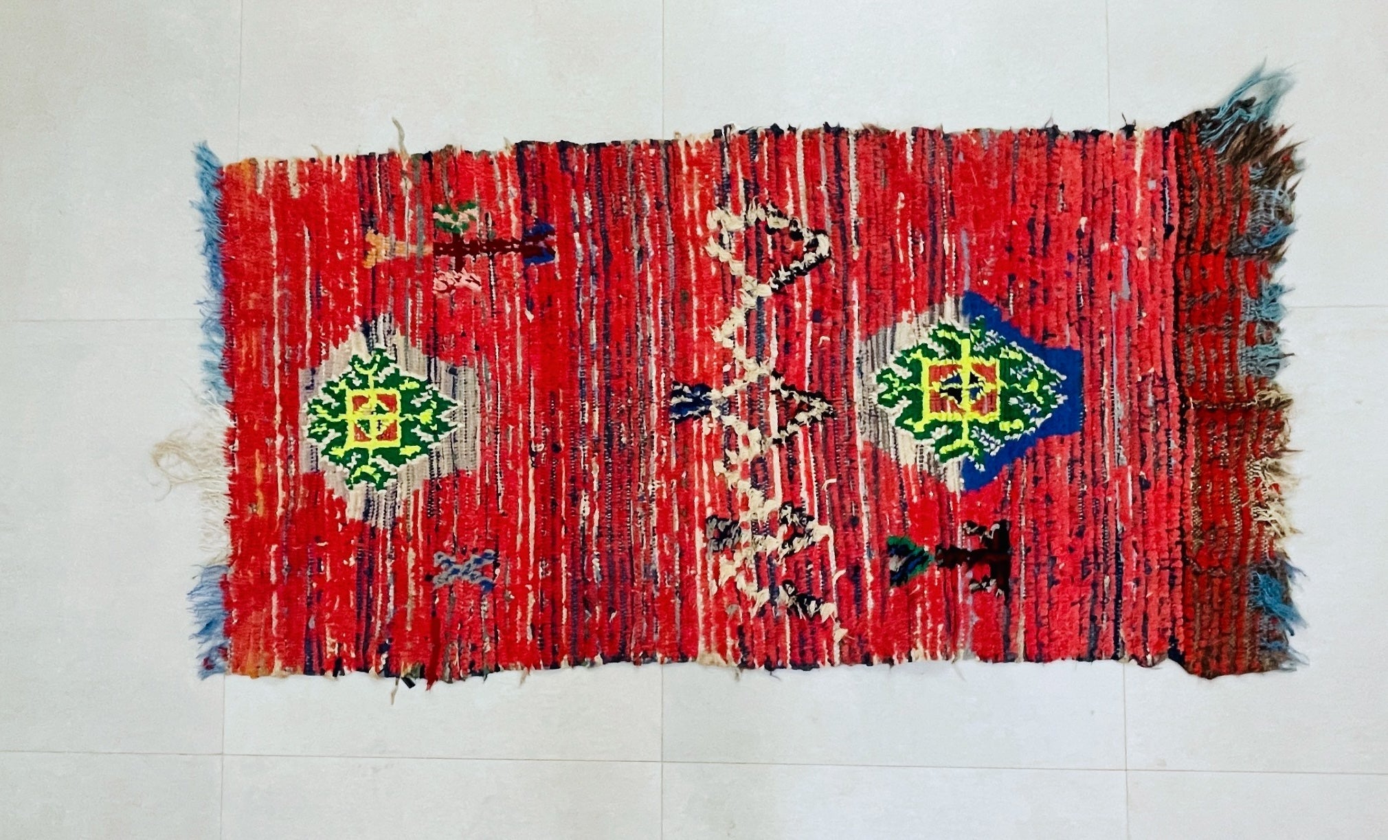 Vintage Moroccan Boucherouite Rug  3x5 ft - BN6