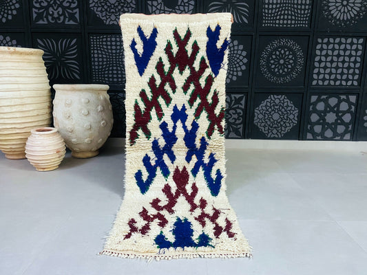 Handwoven Artisanal Moroccan Boucheroutie rug 2x6 ft - BN4