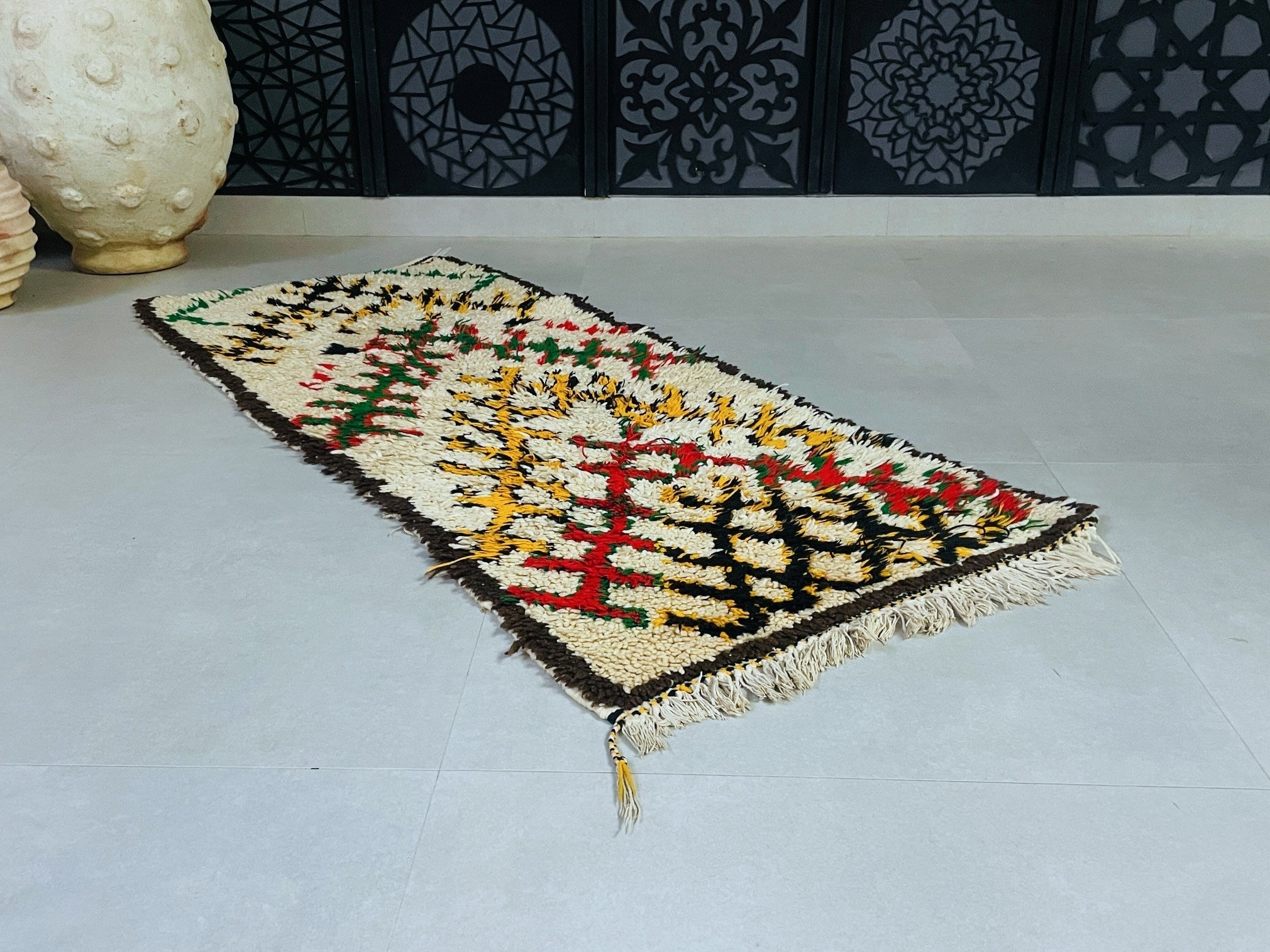 Vintage Moroccan Boucherouite Rug  2x6 ft - BN3