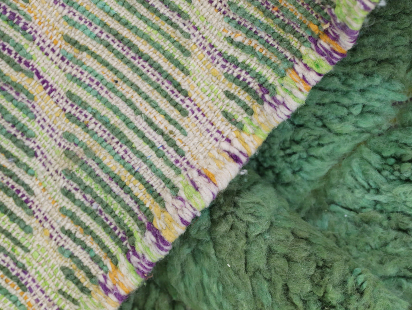 Green Beni Ourain Rug - Handmade Moroccan Wool Carpet 6x9 - A95