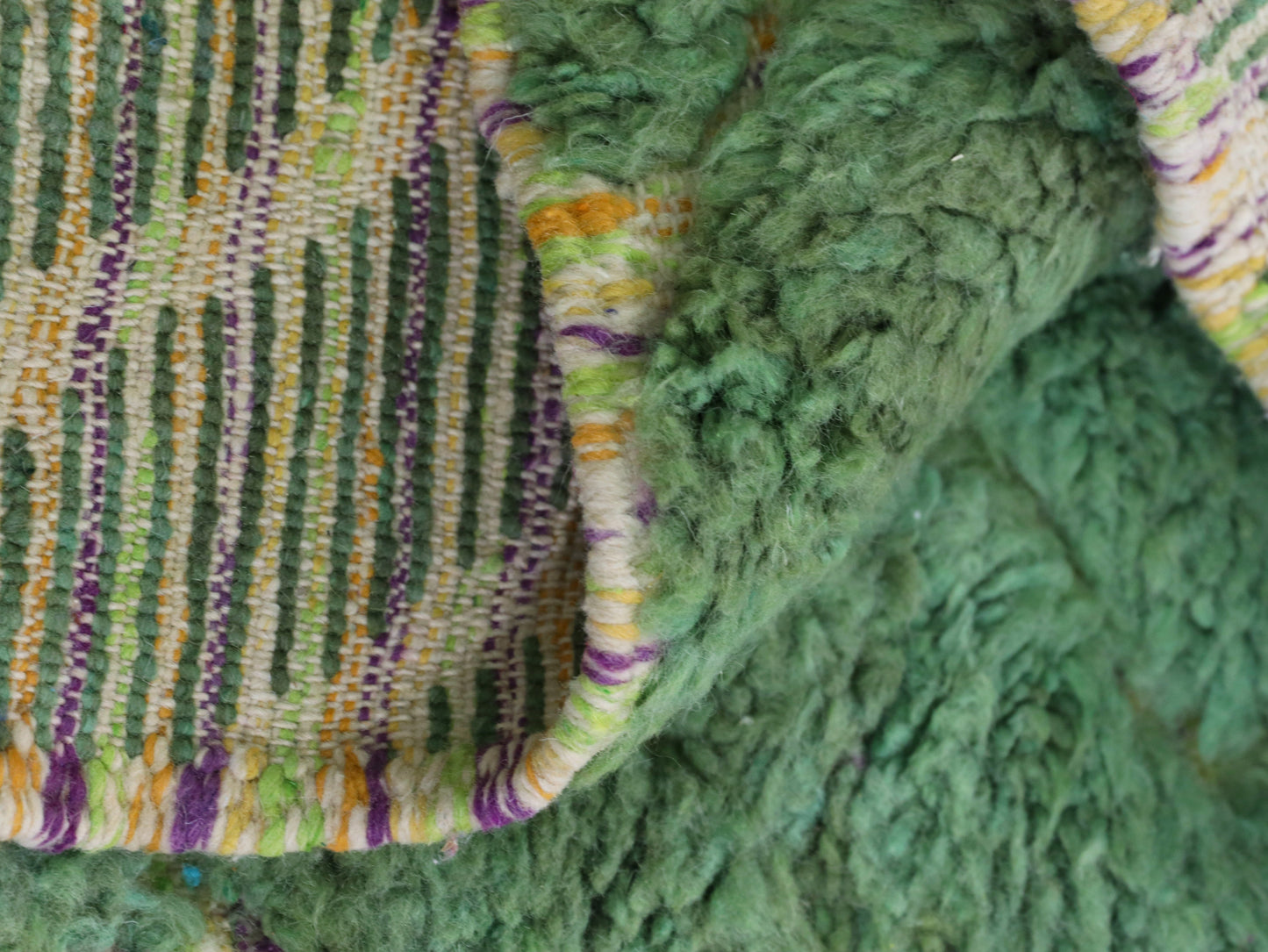 Green Beni Ourain Rug - Handmade Moroccan Wool Carpet 6x9 - A95