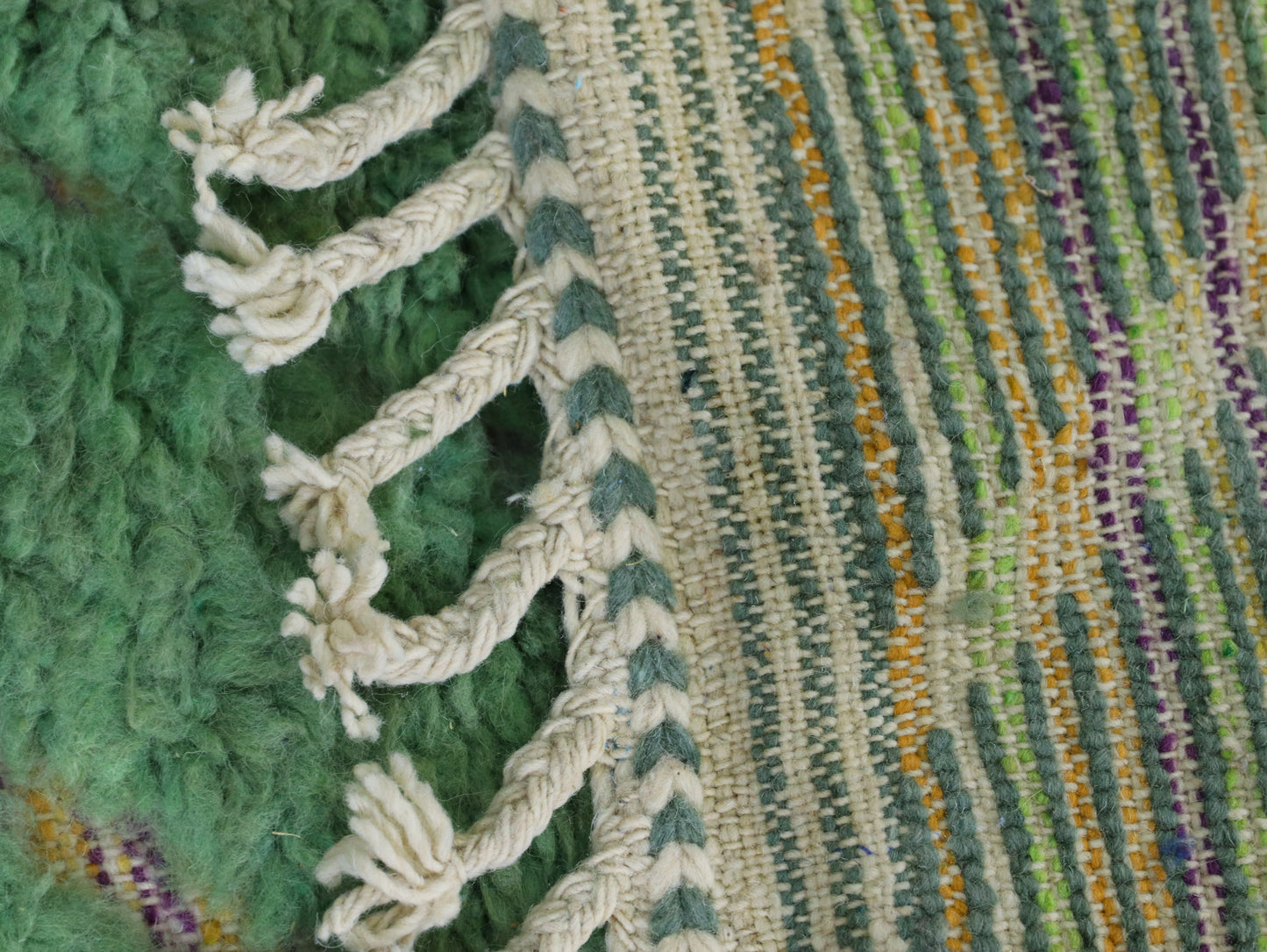 Green Beni Ourain Rug - Handmade Moroccan Wool Carpet 6x9 - A95